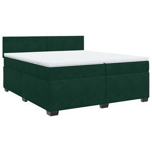vidaXL Pat box spring cu saltea, verde &icirc;nchis, 200x200 cm, catifea