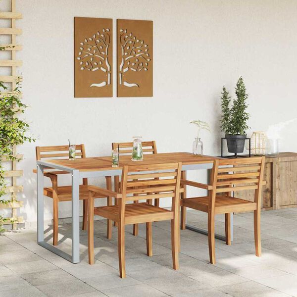 vidaXL Masă de grădină pentru dining Gri 160 x 80 x 75 cm