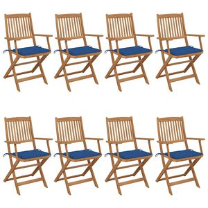 vidaXL Scaune de grădină pliabile cu perne, 8 buc., lemn masiv acacia