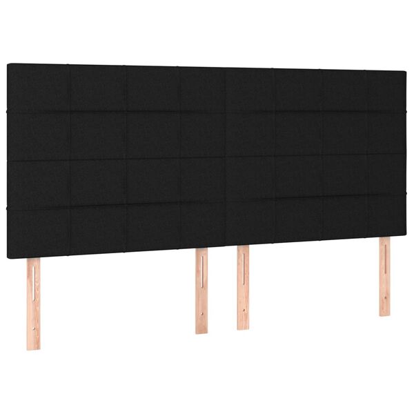 vidaXL Tăblie de pat cu LED, negru, 160x5x118/128 cm, textil