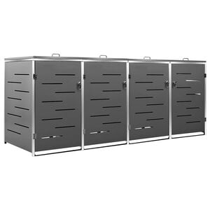 vidaXL Magazie pentru patru pubele 276,5x77,5x115 cm oțel inoxidabil