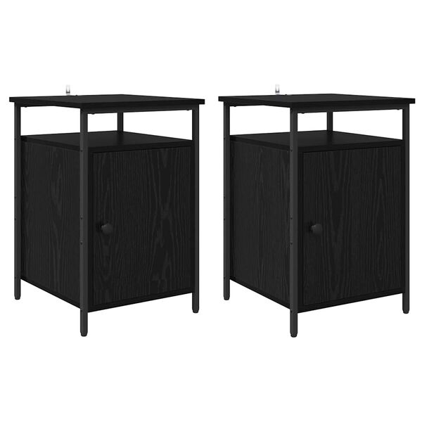 vidaXL Dulap de noapte 2 pcs Stejar Negru 40 x 42 x 60cm Lemn compozit