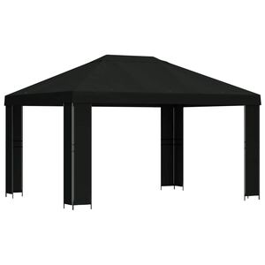 vidaXL Foișor 4 &times; 3 m Negru Poliester și oțel 190 gsm