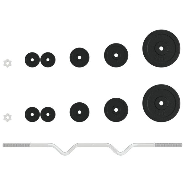 vidaXL Set de halteră cu discuri, 30 kg, fontă și oțel cromat