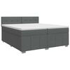 vidaXL Pat boxspring cu saltea Gri &icirc;nchis 200 x 200 cm Țesătură