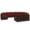 vidaXL Set mobilier de grădină cu perne, 9 piese, maro, poliratan