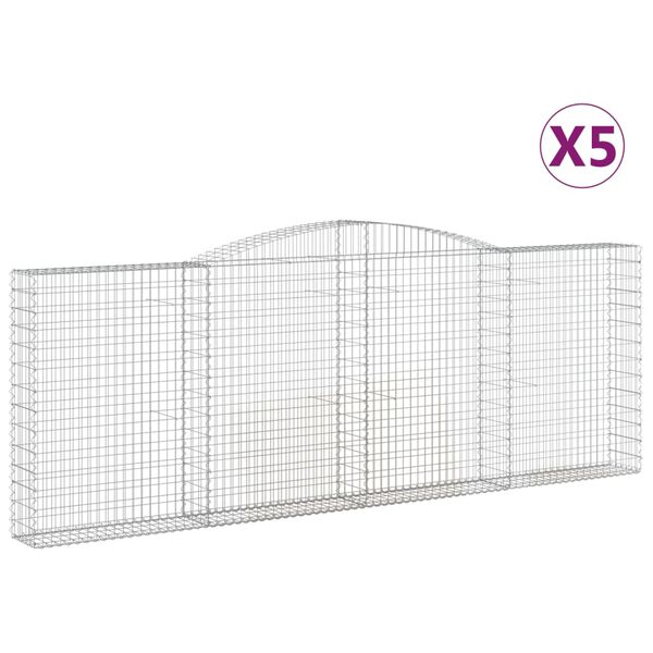 vidaXL Coșuri gabion arcuite 5 buc, 400x30x140/160 cm, fier galvanizat