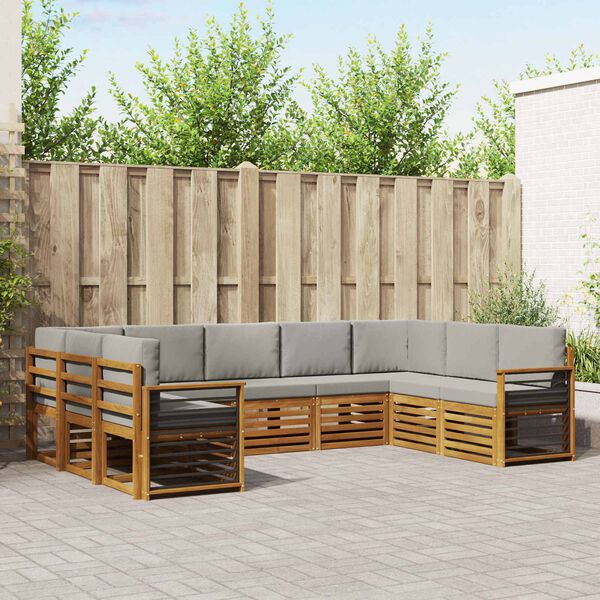 vidaXL Set canapea sectională cu pernă 9 pcs Gri natural și deschis