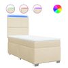 vidaXL Pat box spring cu saltea, crem, 100x200 cm, textil