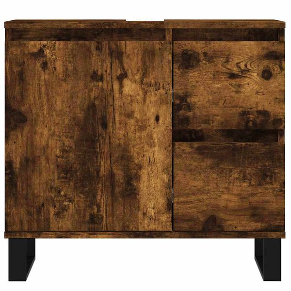 vidaXL Dulap de baie, stejar afumat, 65x33x60 cm, lemn prelucrat