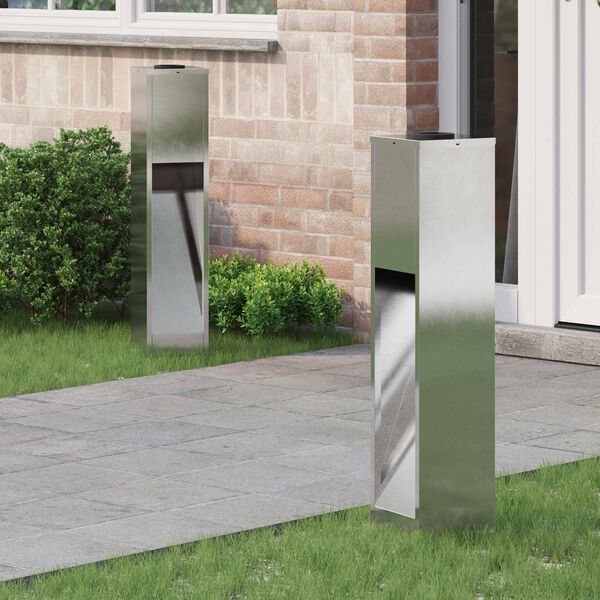 vidaXL Lampa de parcurs LED solar 2 pcs Argintiu Oţel inoxidabil