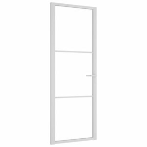 vidaXL Ușă de interior, 76x201,5 cm, alb, sticlă ESG și aluminiu