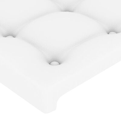 vidaXL Tăblie de pat cu aripioare, alb, 147x23x118/128 cm, piele eco