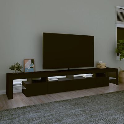 vidaXL Comodă TV cu lumini LED, negru, 260x36,5x40cm