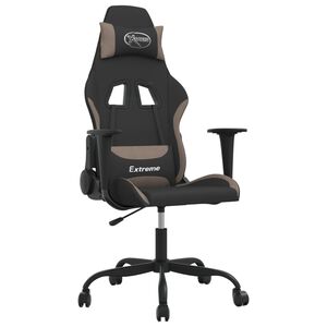 vidaXL Scaun de gaming cu masaj, negru și taupe, material textil