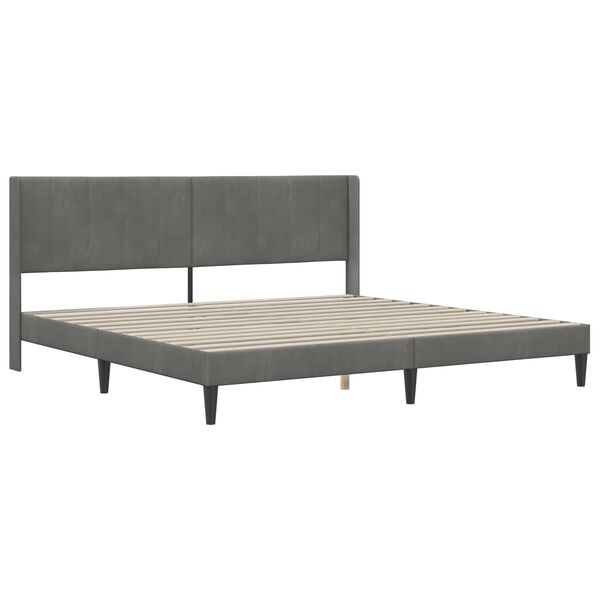 vidaXL Cadru de pat cu headboard Gri &icirc;nchis 180 x 200 cm Catifea