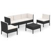 vidaXL Set mobilier de grădină cu perne, 6 piese, negru, poliratan