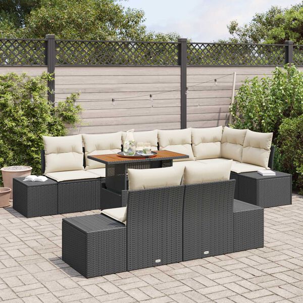 vidaXL Set de canapele pentru grădină 9 pcs Negru Rattan poli