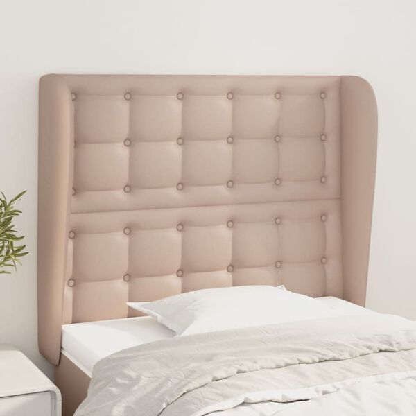 vidaXL Tăblie pat cu aripioare cappuccino 93x23x118/128 cm piele eco