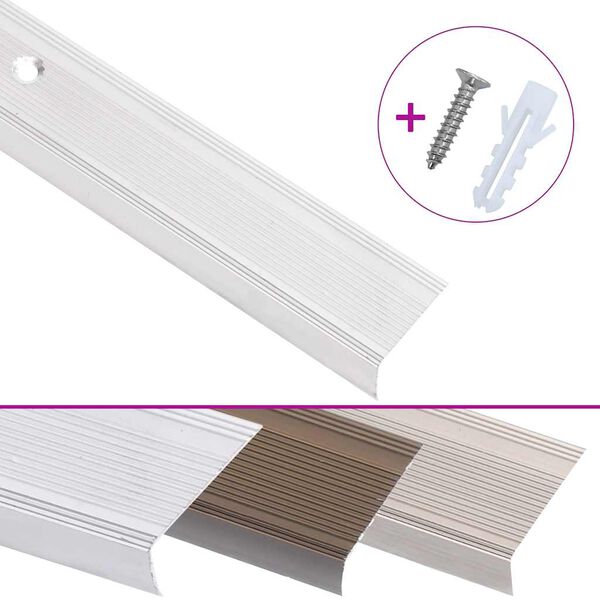 vidaXL Profile trepte formă L, 15 buc, argintiu, 100 cm, aluminiu