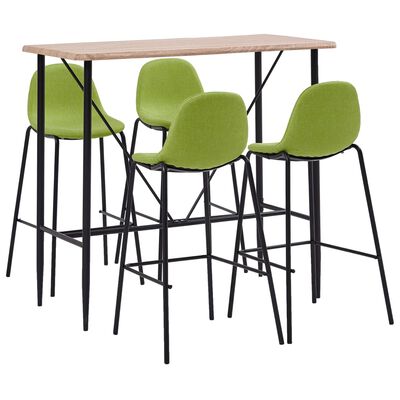 vidaXL Set mobilier de bar, 5 piese, verde, material textil