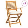 vidaXL Scaun pliant 8 buc. Alb Lemn masiv de acacia
