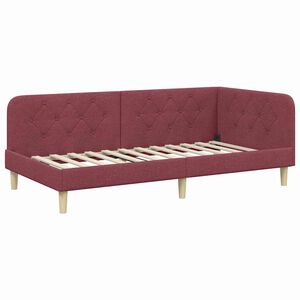 vidaXL Cadru de pat colțar cu headboard Roșu Vin 90 x 190 cm țesătură