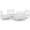 vidaXL Set mobilier de grădină, 4 piese, alb, lemn masiv de pin