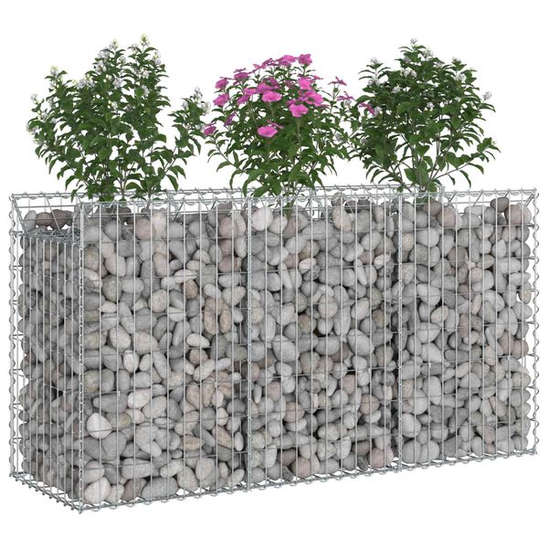 vidaXL Pat ridicat din gabion Argintiu 150 x 50 x 80 cm