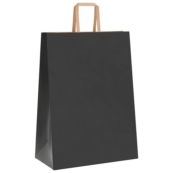 vidaXL Pungi de h&acirc;rtie 250 buc cu m&acirc;nere negre 32x17x44 cm