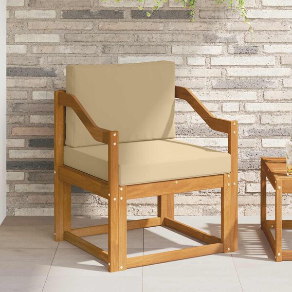 vidaXL Canapea de exterior Lemn de acacia solid și poliester natural