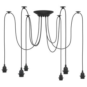 vidaXL Lampă suspendată cu 6 suporturi E27 metal negru