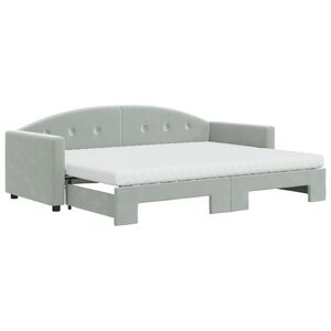 vidaXL Pat de zi cu extensie și saltele, gri deschis 80x200 cm catifea