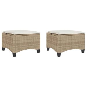 vidaXL Scaune de grădină cu perne 2 buc Bej 55x55x36 cm Poly Ratan