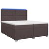 vidaXL Pat boxspring cu saltea Maro &icirc;nchis 200 x 200 cm Țesătură
