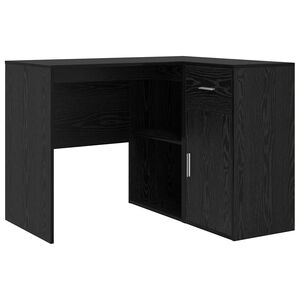 vidaXL Birou de colț cu sertar cu raft Stejar Negru 102 x 88 x 75 cm