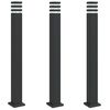 vidaXL Lămpi de podea de exterior, 3 buc., negru, 110 cm, aluminiu