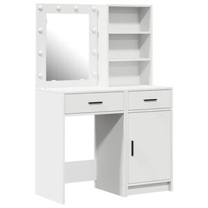 vidaXL Set masă de toaletă cu LED 2 buc. Alb Lemn prelucrat