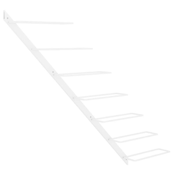 vidaXL Suport sticle de vin, de perete, 7 sticle, alb, metal