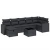 vidaXL Set mobilier de grădină cu perne, 8 piese, negru, poliratan