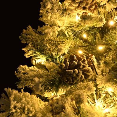 vidaXL Brad de Crăciun pre-iluminat cu zăpadă & conuri, 150 cm, PVC&PE