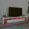 vidaXL Comodă TV cu lumini LED, alb extralucios, 230x36,5x40cm