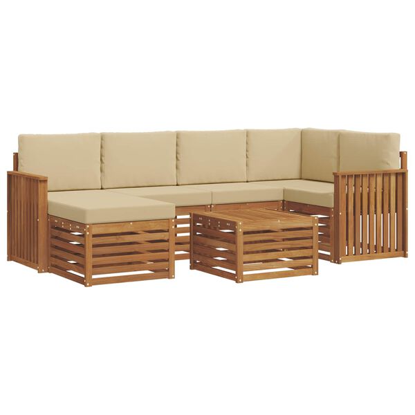 vidaXL Set canapea sectională cu pernă 7 pcs Natural și Bej