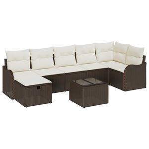 vidaXL Set de canapele pentru grădină cu pernă 8 pcs Maro Rattan poli