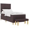vidaXL Pat cu arcuri cu pernă Maro &icirc;nchis 200 x 100 cm țesătură