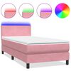 vidaXL Pat cu arcuri cu saltea și LED, roz, 80x210 cm, catifea