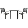 vidaXL Set mobilier de grădină, 3 piese, negru, textilenă și oțel