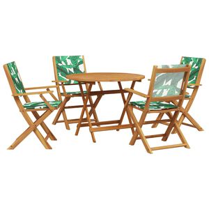 vidaXL Set mobilier de grădină 5 piese textil model frunze/lemn masiv