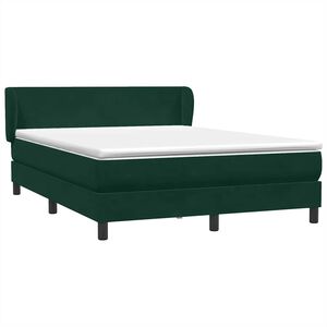vidaXL Pat box spring cu saltea, verde &icirc;nchis, 160x220 cm, catifea