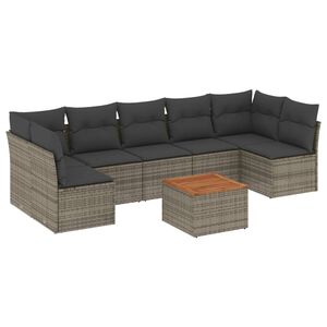 vidaXL Set canapele de grădină cu perne, 8 piese, gri, poliratan